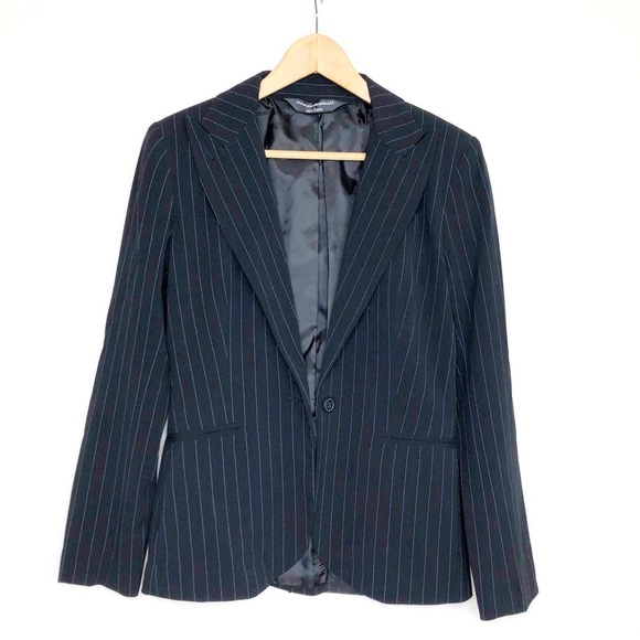 Norma Kamali Black pinstripe, one button closure blazer - Picture 1 of 12